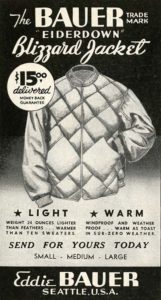 Advertisement in Outdoor Life for Eddie Bauer's first down jacket, 1939. Photograph courtesy of the Eddie Bauer Archives.