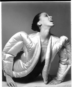 Pat Cleveland in Esquire magazine, May 1973 wearing Charles James’s 1937 eiderdown coat, photograph by Juan Ramos.