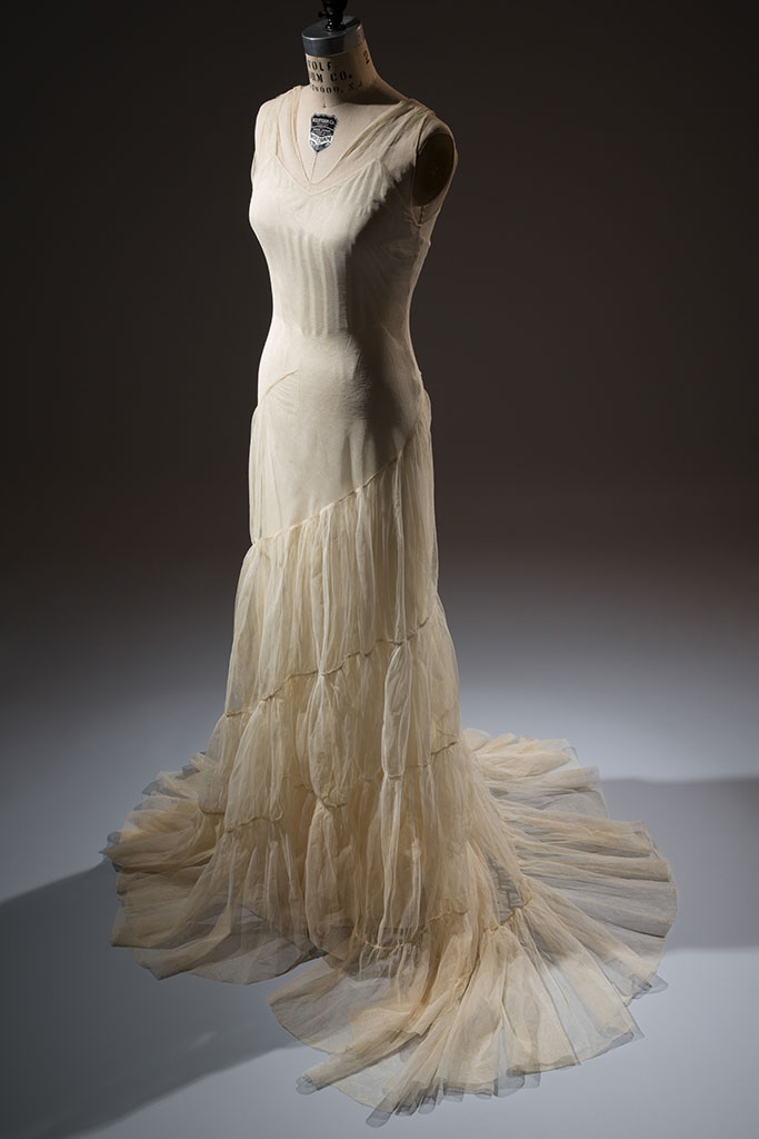 Augustabernard ivory tulle gown and slip (licensed American copy), New York, 1934, gift of Mrs. Jessie L. Hills