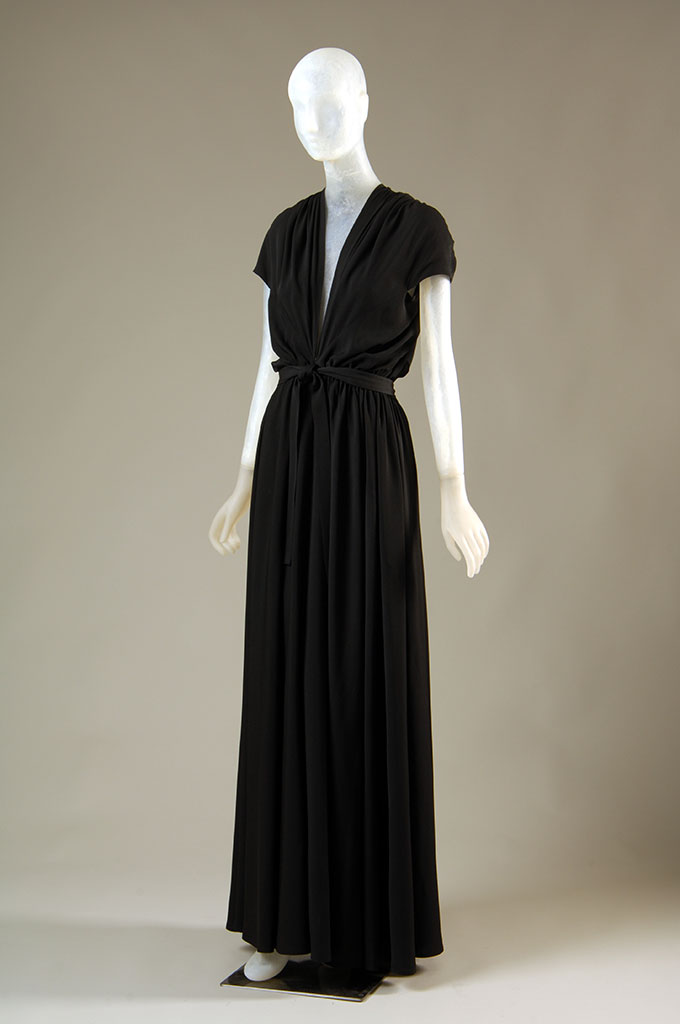 Claire McCardell rayon evening dress, circa 1939, New York, gift of Denise Otis | copyright MFIT. Photo by Eileen Costa