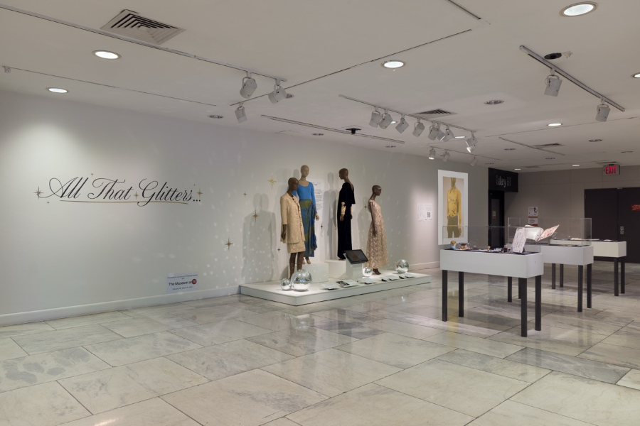 zoomed-out view of "Thread" section of in-person All that Glitters exhibition