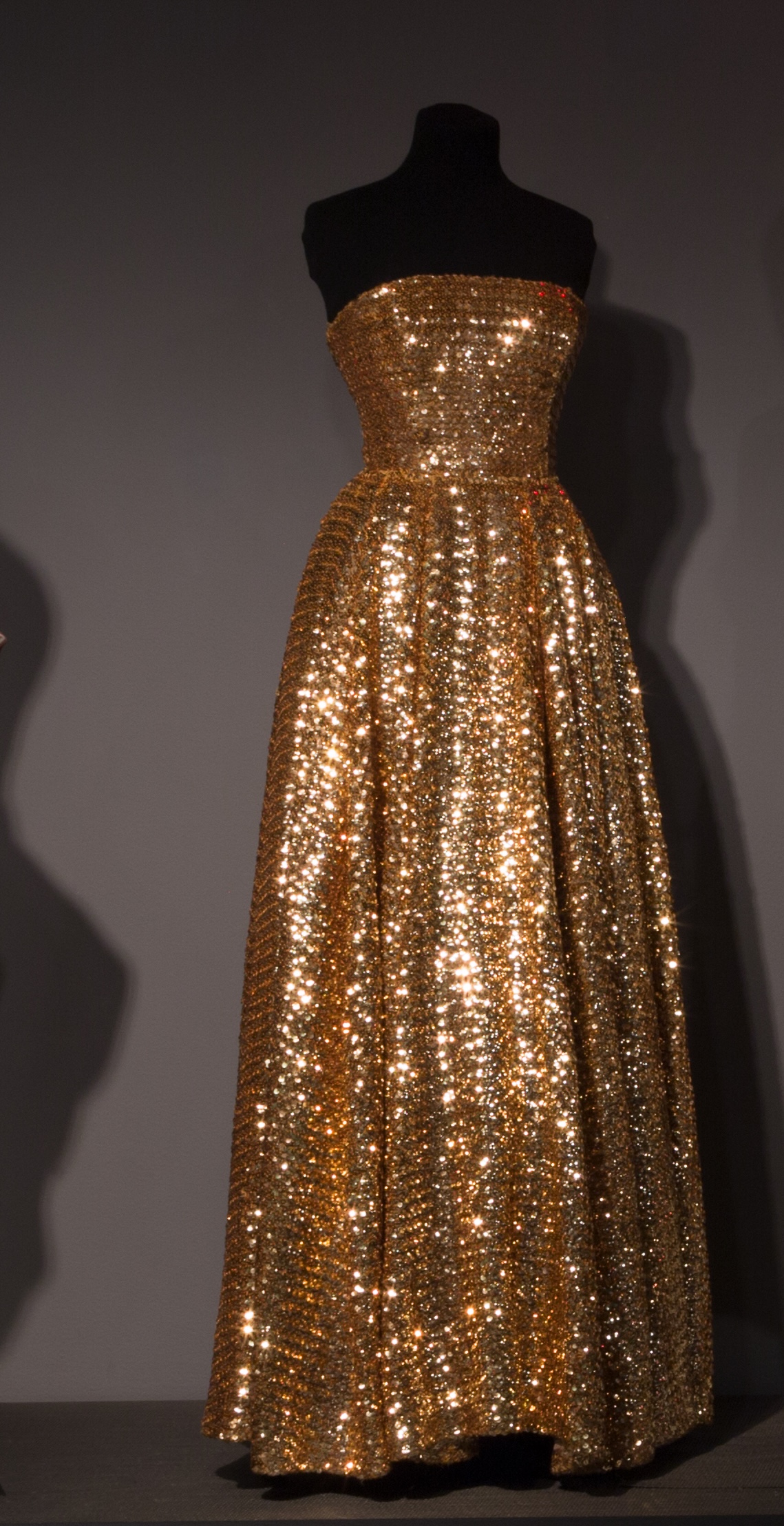 Sequin and net crinoline skirted gown by Anne Fogarty, 1952