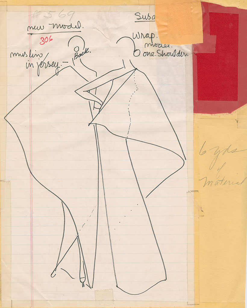 Halston, sketch, undated, The Halston Archives at The Museum at FIT © MFIT