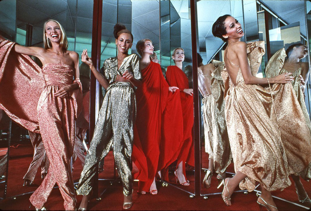 Four Models by Harry Benson. (left to right) Karen Bjornsen, Alva Chinn, Connie Cook, Pat Cleveland, 1978. via Holden Luntz Gallery width=