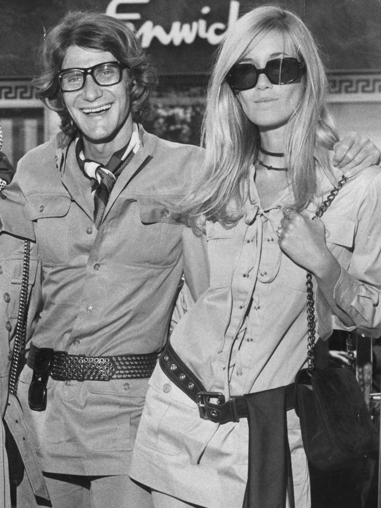 Yves Saint Laurent and Betty Catroux at the opening of the Rive Gauche boutique in London, 1969. via Grazia France.