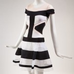 Rodarte and Millepied | The fashion designers Kate and Laura Muleavy of Rodarte worked with Natalie Portman on the film Black Swan, which also starred French dancer Benjamin Millepied. Later, Rodarte created graphic black-and-white costumes for Millepied’s ballet Two Hearts, which premiered at the New York City Ballet’s 2012 Spring Gala. Rodarte for New York City Ballet, costume for Two Hearts, 2012, lent by New York City Ballet