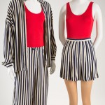 A Modern Melange | Fashion designer Norma Kamali is known for blurring the lines between high style and athletic wear. When asked to design for Twyla Tharp, she drew on these references to create costumes that highlighted the choreographer’s particular blend of ballet, jazz, and modern dance—complete with sneakers. Norma Kamali for American Ballet Theatre, costumes for In the Upper Room, 1988, lent by American Ballet Theatre