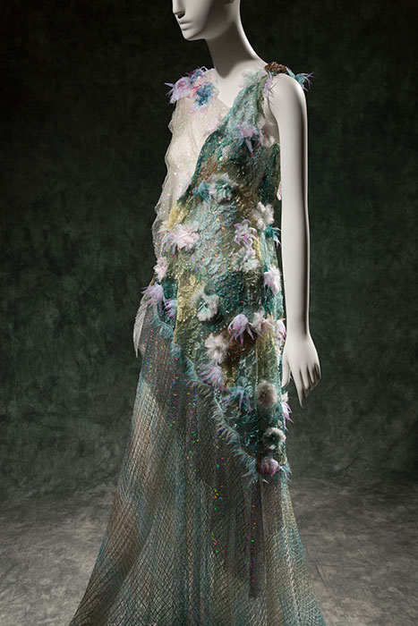 Rodarte blue and green gown, spring 2015, 2015.35.1