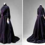 Charles Frederick Worth began signing his label in the early 1860s, making it essentially the first “designer label” in history. Such authentication increased demand for Worth’s creations, such as this luxurious dress with silk chenille fringe on the bodice and lower skirt. However, it also made his label an appealing target for forgers. Silk velvet, chenille, chiffon, 1903, France, 67.127.1, gift of Mary Elizabeth Fogarty