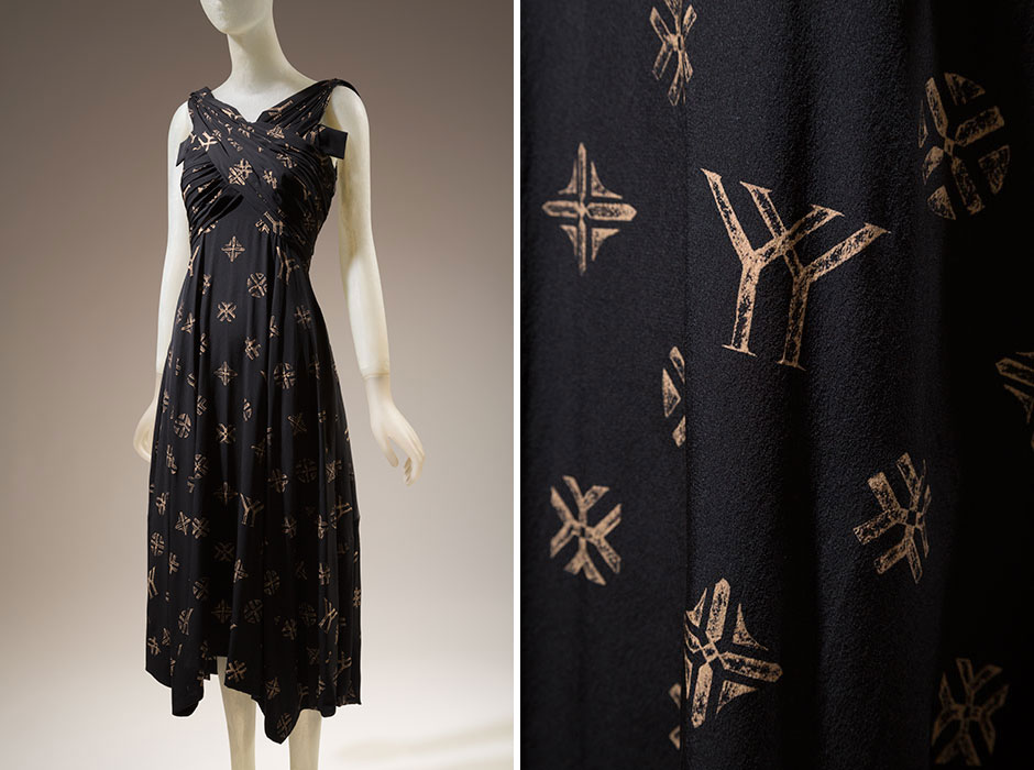 The new “YY” logo that Yohji Yamamoto debuted with his fall 2007 runway collection (seen on this dress) is remarkably similar to the well-known Louis Vuitton logo. While Yamamoto’s logo did not cause confusion among consumers, it did flirt with trademark infringement. Silk, Fall 2007, Japan, 2007.51.1, museum purchase