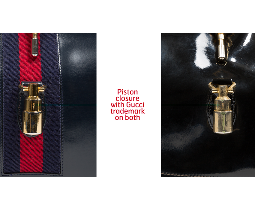 Detail, Counterfeit Gucci Jackie bag and Gucci Jackie bag