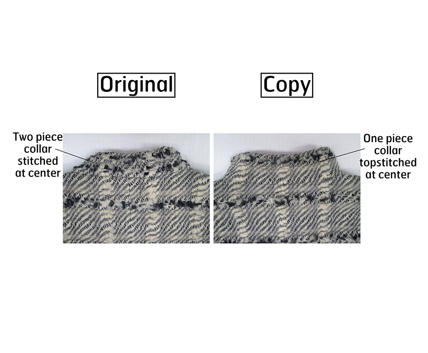 Detail, Gabrielle Chanel day suit and licensed copy