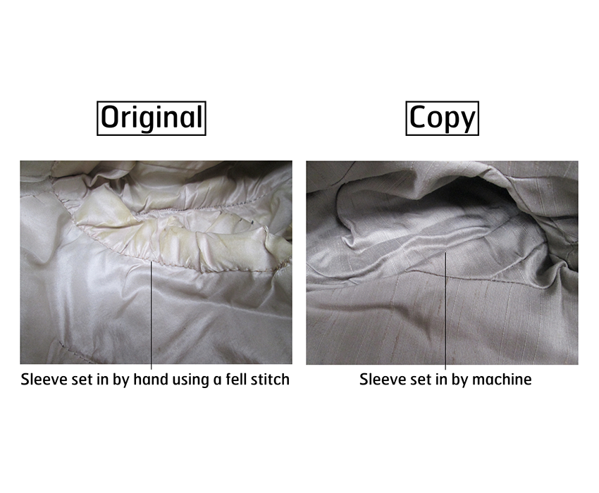 Detail, Gabrielle Chanel day suit and licensed copy