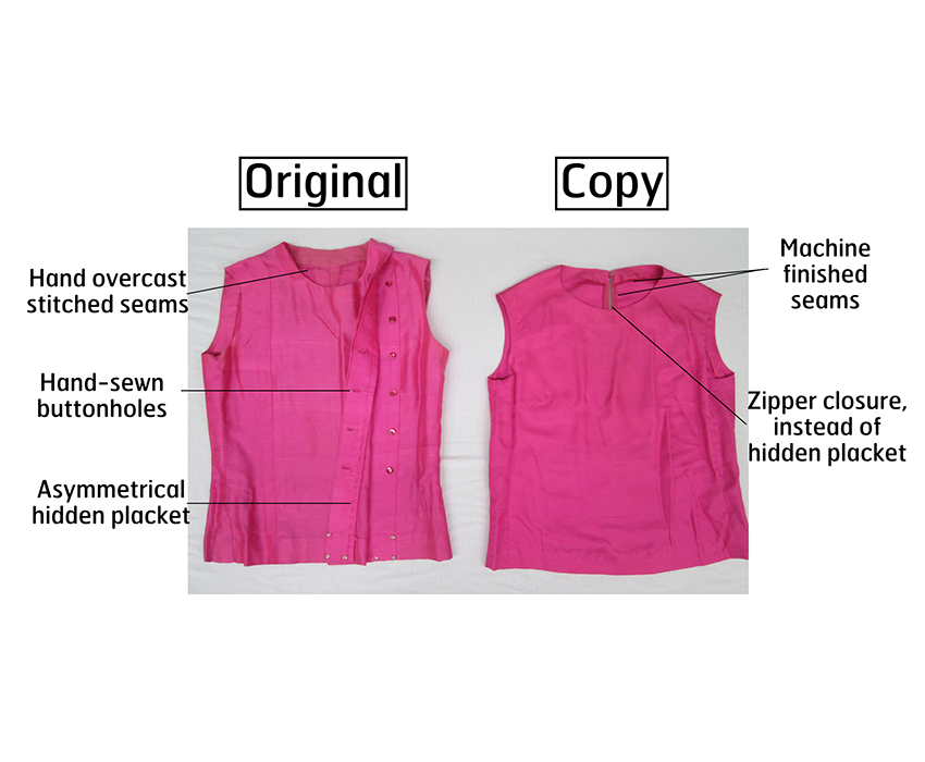 Detail, Gabrielle Chanel day suit and licensed copy