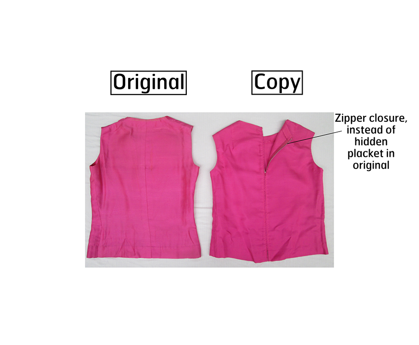 Detail, Gabrielle Chanel day suit and licensed copy