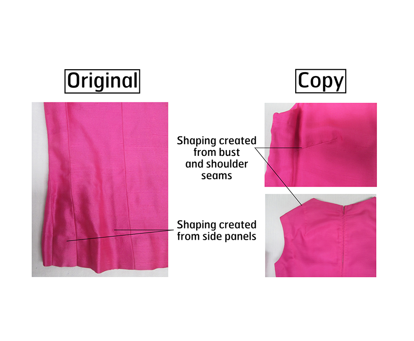 Detail, Gabrielle Chanel day suit and licensed copy