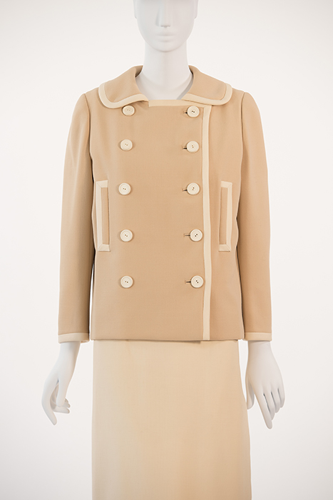 beige double breasted coat
