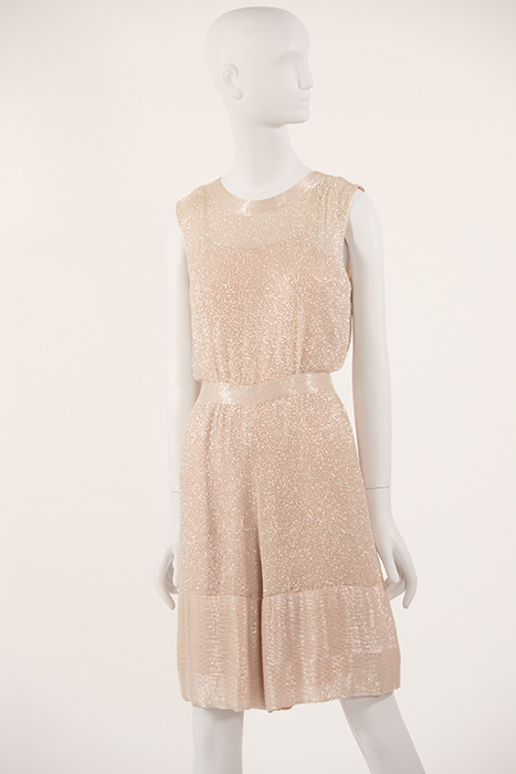pale pink beaded sleeveless dress