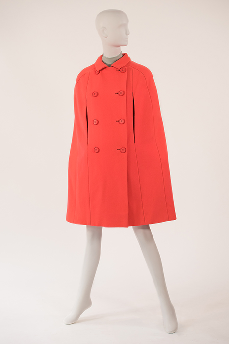 orange cape with double-breasted buttons