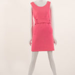 pink sleeveless dress with belt