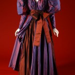 Yves Saint Laurent purple and burgundy evening dress. Silk taffeta, circa 1980, Paris, 82.234.1, gift of Mildred Hilson